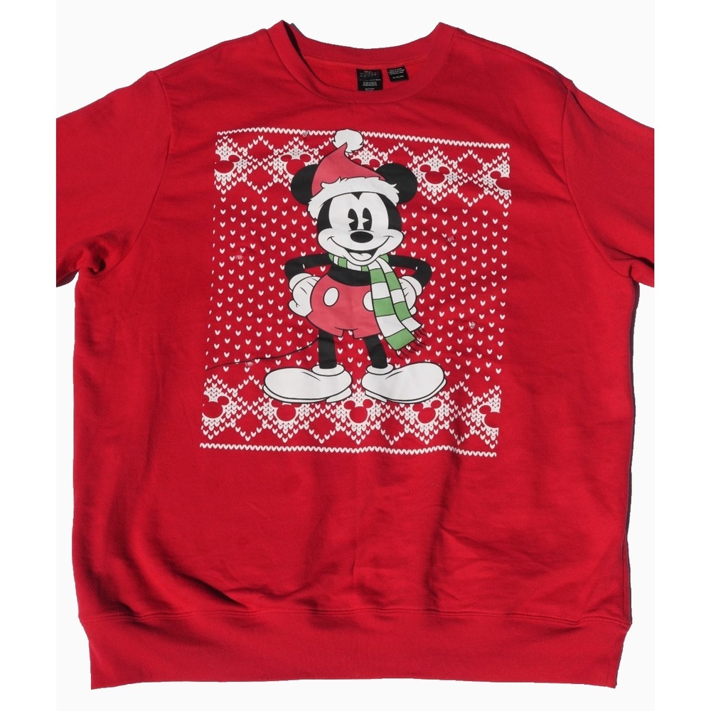 Disney Mickey Mouse Light Up Christmas Sweater Red Holiday Lights Adult XL